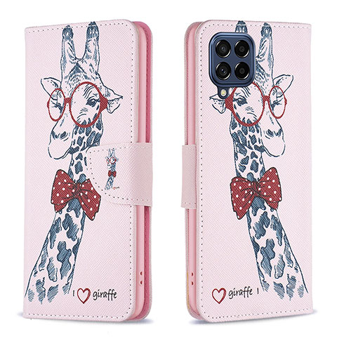 Custodia Portafoglio In Pelle Fantasia Modello Cover con Supporto B01F per Samsung Galaxy M53 5G Rosa