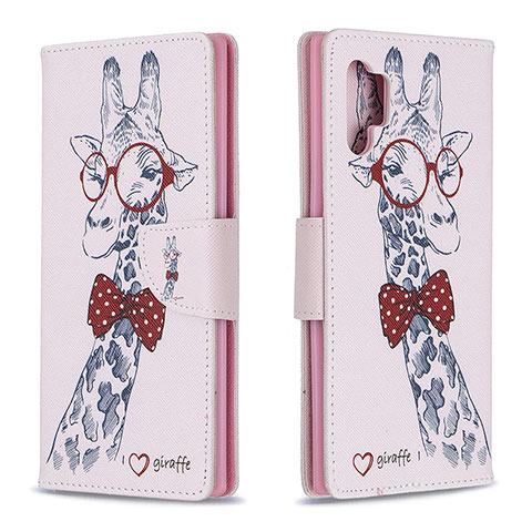 Custodia Portafoglio In Pelle Fantasia Modello Cover con Supporto B01F per Samsung Galaxy Note 10 Plus 5G Rosa