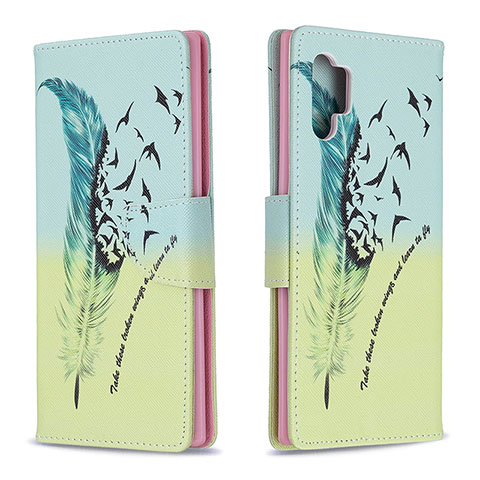 Custodia Portafoglio In Pelle Fantasia Modello Cover con Supporto B01F per Samsung Galaxy Note 10 Plus 5G Verde Pastello