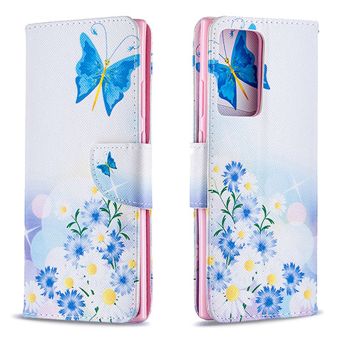 Custodia Portafoglio In Pelle Fantasia Modello Cover con Supporto B01F per Samsung Galaxy Note 20 Ultra 5G Blu