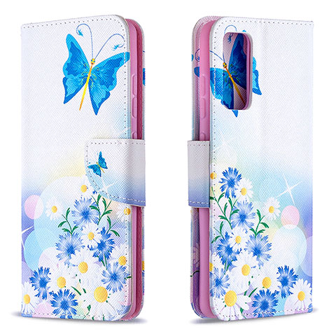 Custodia Portafoglio In Pelle Fantasia Modello Cover con Supporto B01F per Samsung Galaxy S20 FE 4G Blu