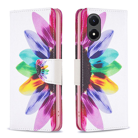 Custodia Portafoglio In Pelle Fantasia Modello Cover con Supporto B01F per Vivo Y02S Multicolore