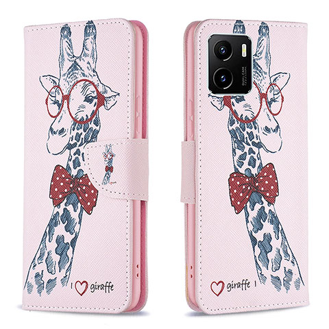 Custodia Portafoglio In Pelle Fantasia Modello Cover con Supporto B01F per Vivo Y10 t1 Rosa