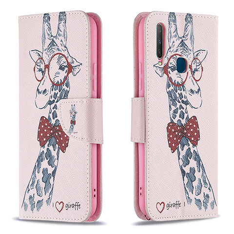 Custodia Portafoglio In Pelle Fantasia Modello Cover con Supporto B01F per Vivo Y11 Rosa