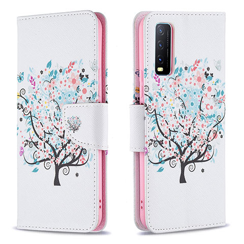 Custodia Portafoglio In Pelle Fantasia Modello Cover con Supporto B01F per Vivo Y11s Bianco