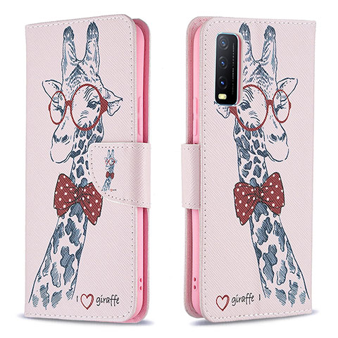 Custodia Portafoglio In Pelle Fantasia Modello Cover con Supporto B01F per Vivo Y12G Rosa