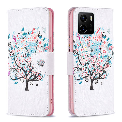 Custodia Portafoglio In Pelle Fantasia Modello Cover con Supporto B01F per Vivo Y15S Bianco