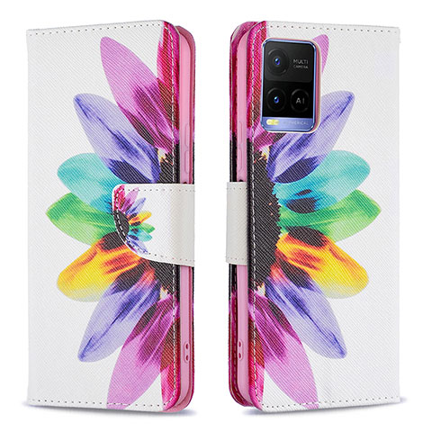 Custodia Portafoglio In Pelle Fantasia Modello Cover con Supporto B01F per Vivo Y21 Multicolore