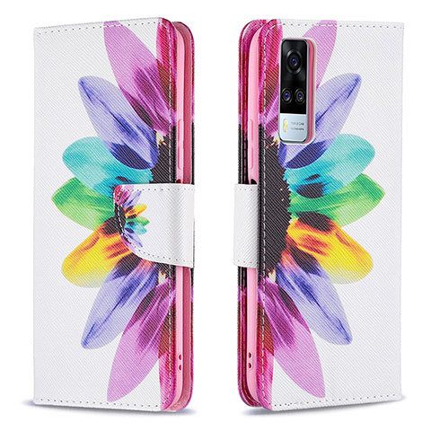 Custodia Portafoglio In Pelle Fantasia Modello Cover con Supporto B01F per Vivo Y51A Multicolore