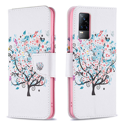 Custodia Portafoglio In Pelle Fantasia Modello Cover con Supporto B01F per Vivo Y73 (2021) Bianco