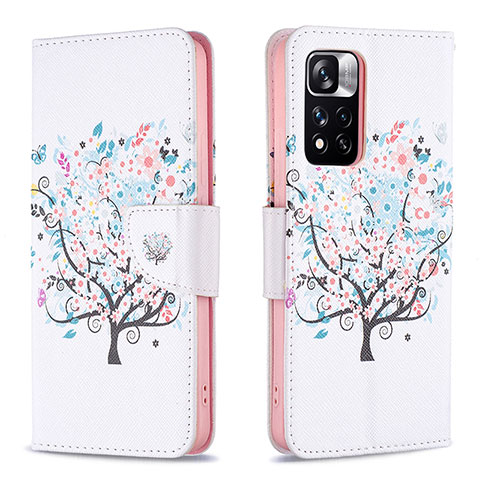 Custodia Portafoglio In Pelle Fantasia Modello Cover con Supporto B01F per Xiaomi Mi 11i 5G (2022) Bianco