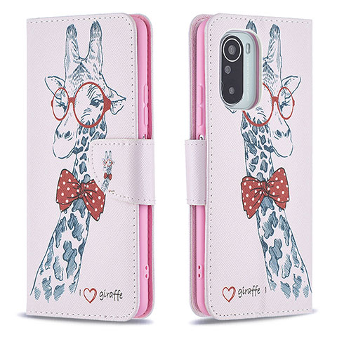 Custodia Portafoglio In Pelle Fantasia Modello Cover con Supporto B01F per Xiaomi Mi 11i 5G Rosa