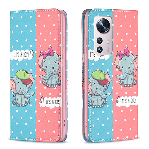 Custodia Portafoglio In Pelle Fantasia Modello Cover con Supporto B01F per Xiaomi Mi 12 Pro 5G Rosa