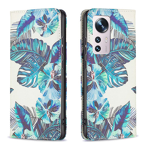 Custodia Portafoglio In Pelle Fantasia Modello Cover con Supporto B01F per Xiaomi Mi 12X 5G Cielo Blu