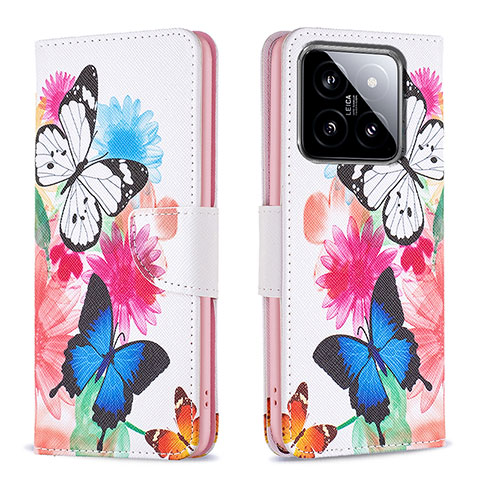 Custodia Portafoglio In Pelle Fantasia Modello Cover con Supporto B01F per Xiaomi Mi 14 Pro 5G Colorato