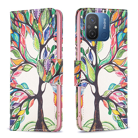 Custodia Portafoglio In Pelle Fantasia Modello Cover con Supporto B01F per Xiaomi Poco C55 Verde