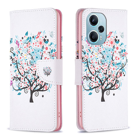 Custodia Portafoglio In Pelle Fantasia Modello Cover con Supporto B01F per Xiaomi Poco F5 5G Bianco