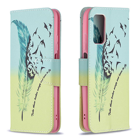 Custodia Portafoglio In Pelle Fantasia Modello Cover con Supporto B01F per Xiaomi Poco M3 Verde Pastello