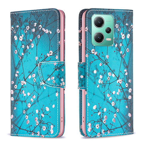 Custodia Portafoglio In Pelle Fantasia Modello Cover con Supporto B01F per Xiaomi Poco X5 5G Ciano