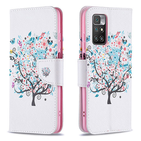 Custodia Portafoglio In Pelle Fantasia Modello Cover con Supporto B01F per Xiaomi Redmi 10 4G Bianco