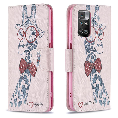 Custodia Portafoglio In Pelle Fantasia Modello Cover con Supporto B01F per Xiaomi Redmi 10 4G Rosa