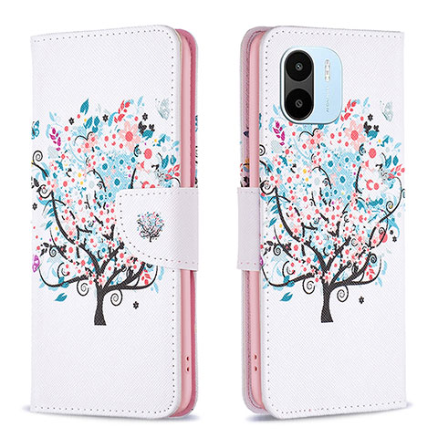 Custodia Portafoglio In Pelle Fantasia Modello Cover con Supporto B01F per Xiaomi Redmi A2 Plus Bianco