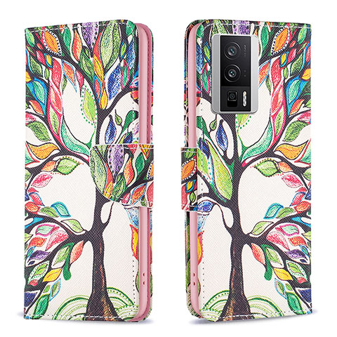 Custodia Portafoglio In Pelle Fantasia Modello Cover con Supporto B01F per Xiaomi Redmi K60 Pro 5G Verde