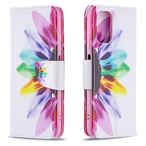 Custodia Portafoglio In Pelle Fantasia Modello Cover con Supporto B01F per Xiaomi Redmi Note 10 4G Multicolore