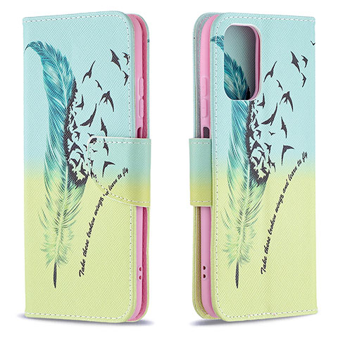 Custodia Portafoglio In Pelle Fantasia Modello Cover con Supporto B01F per Xiaomi Redmi Note 10 4G Verde Pastello