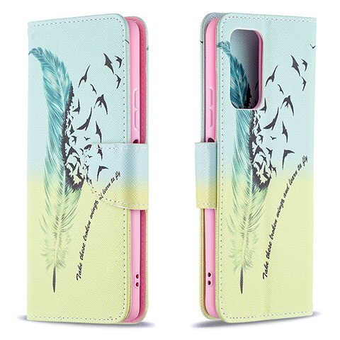 Custodia Portafoglio In Pelle Fantasia Modello Cover con Supporto B01F per Xiaomi Redmi Note 10 Pro Max Verde Pastello