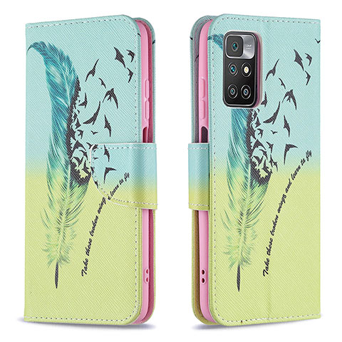 Custodia Portafoglio In Pelle Fantasia Modello Cover con Supporto B01F per Xiaomi Redmi Note 11 4G (2021) Verde Pastello