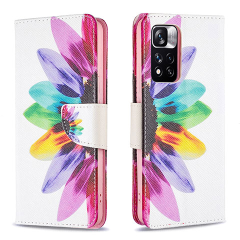 Custodia Portafoglio In Pelle Fantasia Modello Cover con Supporto B01F per Xiaomi Redmi Note 11 Pro+ Plus 5G Multicolore