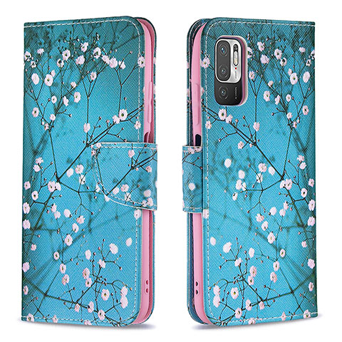 Custodia Portafoglio In Pelle Fantasia Modello Cover con Supporto B01F per Xiaomi Redmi Note 11 SE 5G Ciano