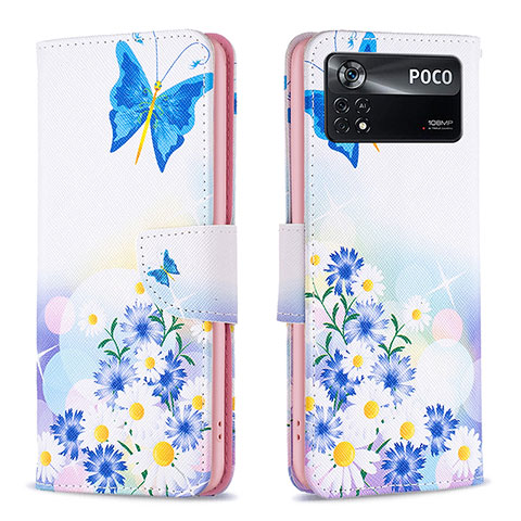 Custodia Portafoglio In Pelle Fantasia Modello Cover con Supporto B01F per Xiaomi Redmi Note 11E Pro 5G Blu