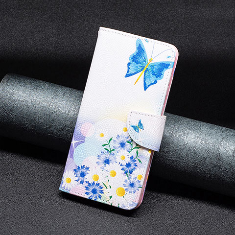 Custodia Portafoglio In Pelle Fantasia Modello Cover con Supporto B01F per Xiaomi Redmi Note 12 Explorer Blu