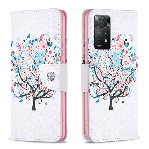 Custodia Portafoglio In Pelle Fantasia Modello Cover con Supporto B01F per Xiaomi Redmi Note 12 Pro 4G Bianco