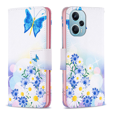 Custodia Portafoglio In Pelle Fantasia Modello Cover con Supporto B01F per Xiaomi Redmi Note 12 Turbo 5G Blu