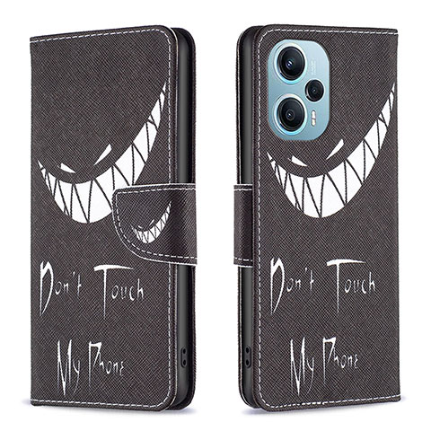 Custodia Portafoglio In Pelle Fantasia Modello Cover con Supporto B01F per Xiaomi Redmi Note 12 Turbo 5G Nero