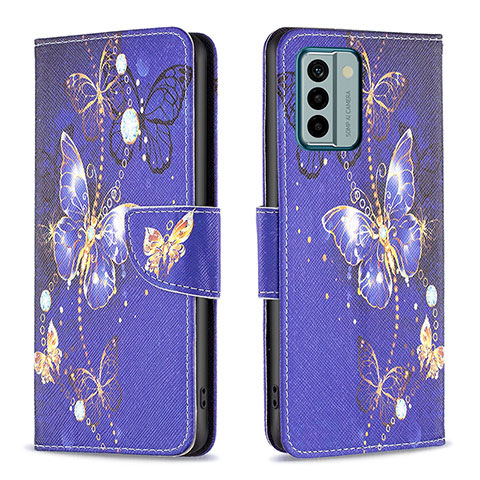 Custodia Portafoglio In Pelle Fantasia Modello Cover con Supporto B03F per Nokia G22 Blu Notte