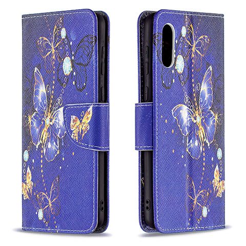 Custodia Portafoglio In Pelle Fantasia Modello Cover con Supporto B03F per Samsung Galaxy A02 Blu Notte