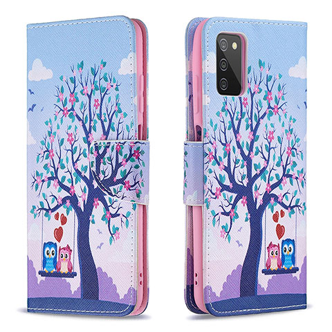 Custodia Portafoglio In Pelle Fantasia Modello Cover con Supporto B03F per Samsung Galaxy A03s Lavanda