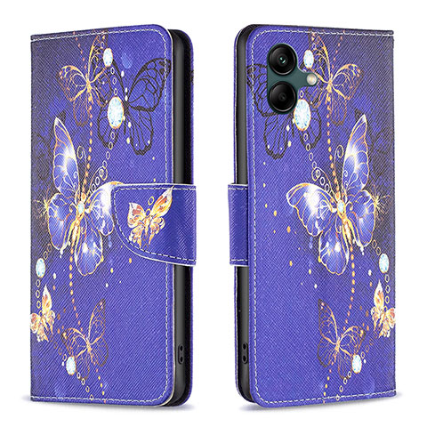 Custodia Portafoglio In Pelle Fantasia Modello Cover con Supporto B03F per Samsung Galaxy A04E Blu Notte