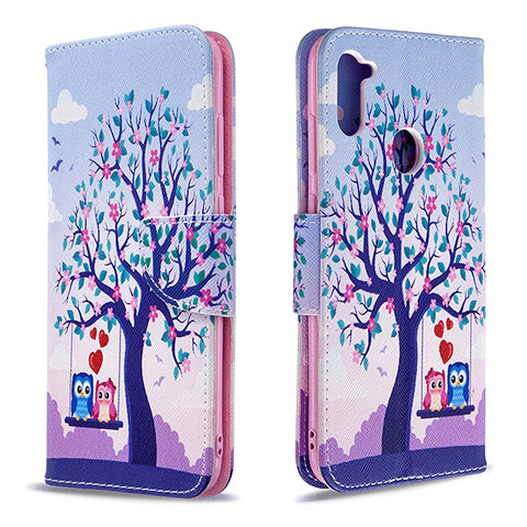 Custodia Portafoglio In Pelle Fantasia Modello Cover con Supporto B03F per Samsung Galaxy A11 Lavanda