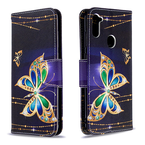 Custodia Portafoglio In Pelle Fantasia Modello Cover con Supporto B03F per Samsung Galaxy A11 Nero