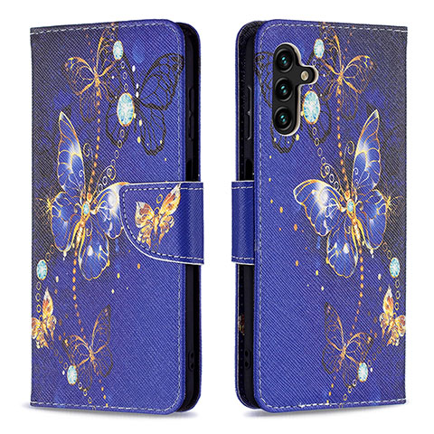 Custodia Portafoglio In Pelle Fantasia Modello Cover con Supporto B03F per Samsung Galaxy A13 5G Blu Notte