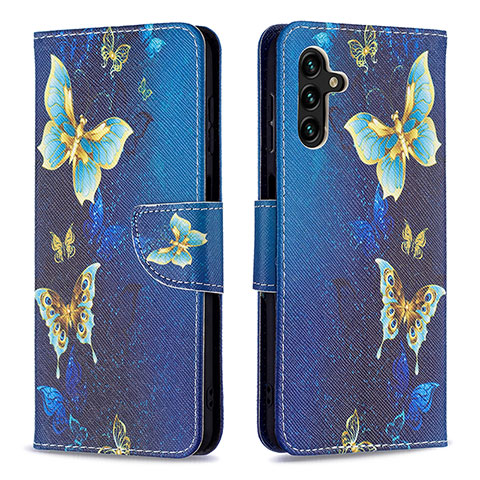 Custodia Portafoglio In Pelle Fantasia Modello Cover con Supporto B03F per Samsung Galaxy A13 5G Cielo Blu