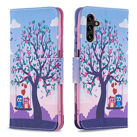 Custodia Portafoglio In Pelle Fantasia Modello Cover con Supporto B03F per Samsung Galaxy A13 5G Lavanda