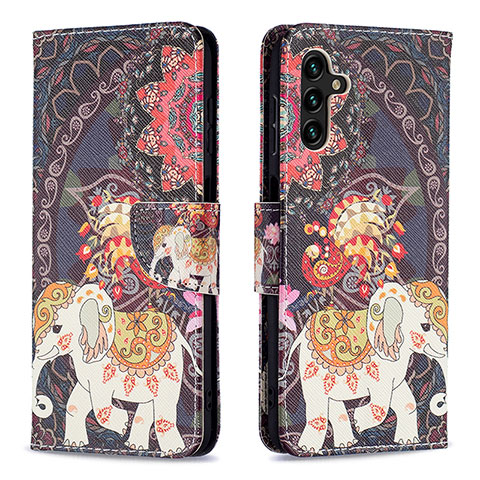 Custodia Portafoglio In Pelle Fantasia Modello Cover con Supporto B03F per Samsung Galaxy A13 5G Marrone