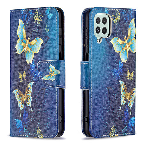 Custodia Portafoglio In Pelle Fantasia Modello Cover con Supporto B03F per Samsung Galaxy A22 4G Cielo Blu