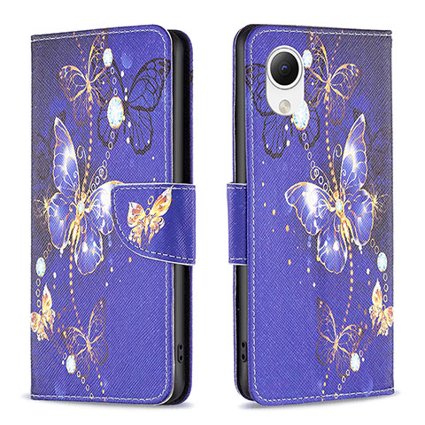 Custodia Portafoglio In Pelle Fantasia Modello Cover con Supporto B03F per Samsung Galaxy A23 5G SC-56C Blu Notte